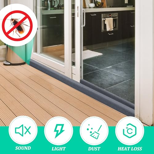 BALAPET 2 Pcs Door Draft Stopper,Sliding Door Draft Stopper Glass Door Draft Blocker, Patio Under Door Draft Stopper Winter Door Insulation Strip Provides Door Insulation and Weather Stripping
