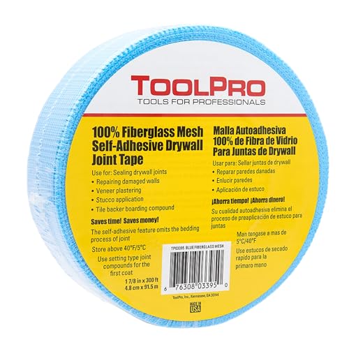 TOOLPRO Self- Adhesive Fiberglass Mesh Drywall Tape for Sealing Drywall Joints. (1, Blue) - color: Blue