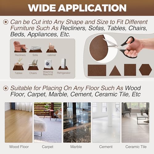 Non Slip Recliner Pads For Hardwood Floors, Recliner Floor Protector Keep Recliner From Sliding, Recliner Slide Stoppers, Under Recliner Mat, Furniture Pad For Recliner, Recliner Gripper,Recliner Grip - size: Square-Brown