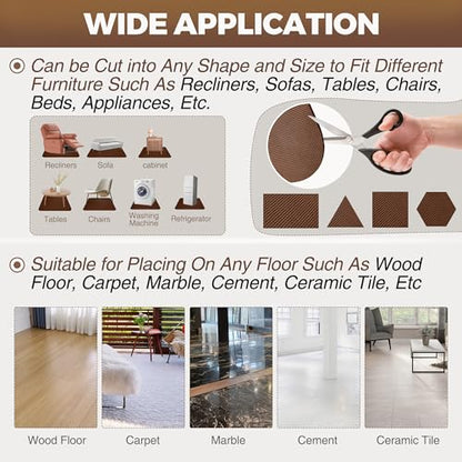 Non Slip Recliner Pads For Hardwood Floors, Recliner Floor Protector Keep Recliner From Sliding, Recliner Slide Stoppers, Under Recliner Mat, Furniture Pad For Recliner, Recliner Gripper,Recliner Grip - size: Square-Brown