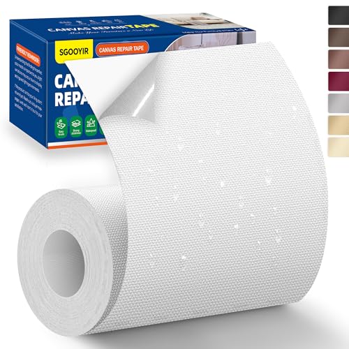 Self-Adhesive Canvas Repair Tape, 4" x 79" Waterproof Canvas Repair Patch, Fabric Patch Repairs Kit for Furniture, Tents, Sunbrellas, Boat Covers Awnings, Couches, Clothes, Bags White - color: White, size: 4" x 79"