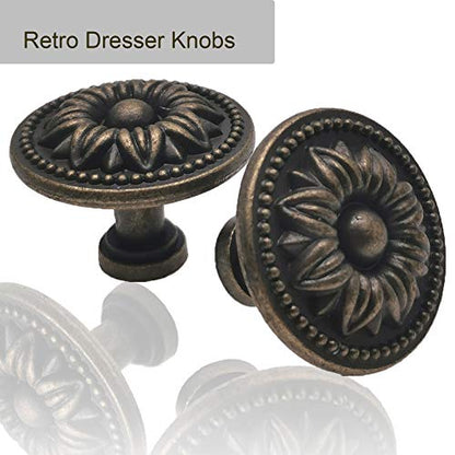 Vintage Flower Shape Cabinet Drawer Knobs, Antique Bronze Dresser Drawer Handles 8 Pcs, Flower Shape - style: ‎Flower Shape