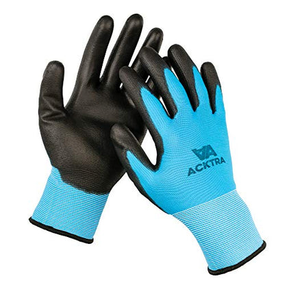 ACKTRA Ultra-Thin PU Safety WORK GLOVES 12 Pairs, WG002 Red/Black, Small - color: Red/Black, size: Small (Pack of 12)