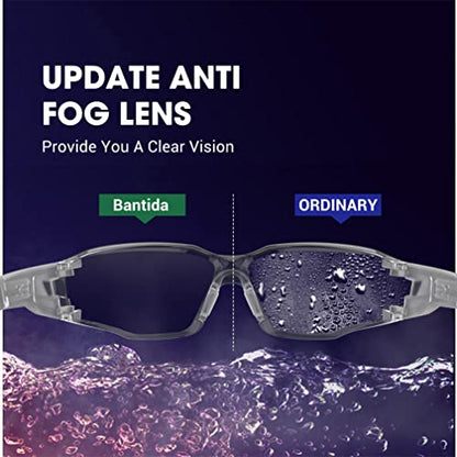 Safety Glasses Anti-Fog Lens,Adjustable Frames Eye Protection Goggles For Men Women - color: Orange