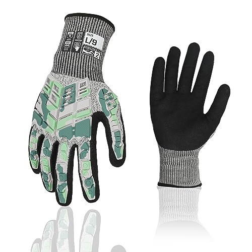 Safety Work Gloves, Impact Gloves for Men Women, Cut Resistant Non-Slip Heavy Duty Gloves with Nitrile Grip, Touch Screen Glove with Impact Protection for Mechanic Construction, Large, Camo - color: Camouflage, size: Large
