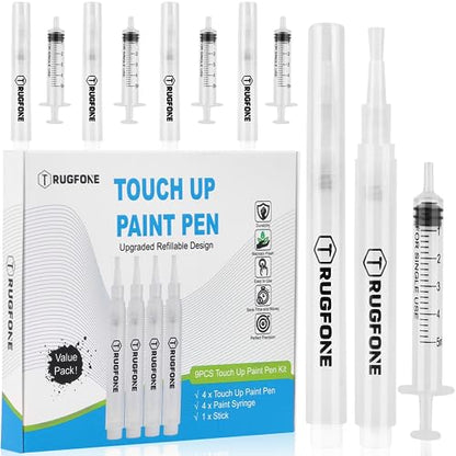 Touch Up Paint Pen 4 Paint Touch Up Pens Fillable Brush Refillable for Walls Wall Repair Funiture Cabinet Wood Floor Window 6ML 9Pcs Set