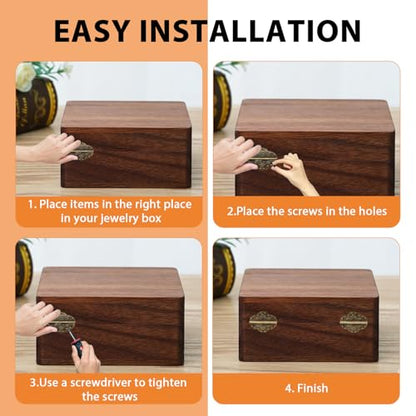 ZIUZI 1 Set Antique Decorative Jewelry Box Latch Hinges and Corner Protectors, Butterfly-Shape Retro Hardware Kit for DIY Jewelry Box Wooden Case Decoration and Repair (Bronze)