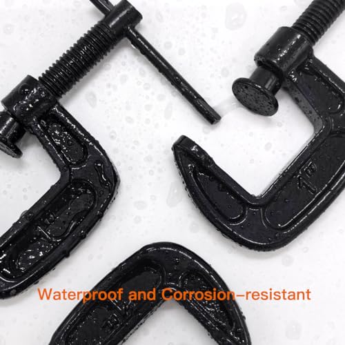 1-Inch C-Clamp Set, Heavy-Duty Cast Iron C-Clamps with 0.8-Inch Throat for Woodworking, Welding, and Building(4Pcs) - color: Black