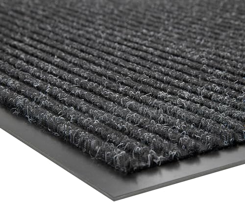 100pointONE Front Door Mat, Heavy Duty Indoor Outdoor Doormat for Entryway, 60" x 36" Low Profile Outdoor Mats for Home Entrance, Stain and Fade Resistant Welcome Mat for High Traffic Area, Black - color: Black Striped, size: 3' x 5' (Rectangular)