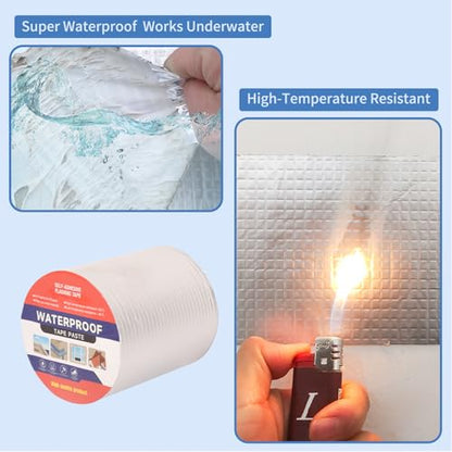 6" W X 32.8'L Waterproof Tape for Leaks Aluminum Butyl Tape with Adhesive for RV Repair, Glass Repairs, Air Mattress Patch, Window Caulking, Boat Sealing, Roof Patching - size: 6in x 32.8ft