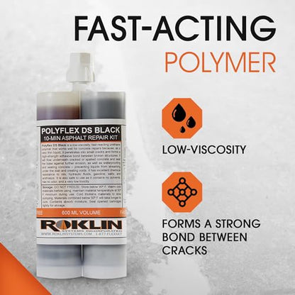 Roklin Systems, Inc. - PolyFlex DS Concrete Crack Filler, Quick-Drying Asphalt Crack Sealer, Floor/Wall Repair Patch Kit Essential, 21 Ounces, Black - color: Black, size: 21 Ounce
