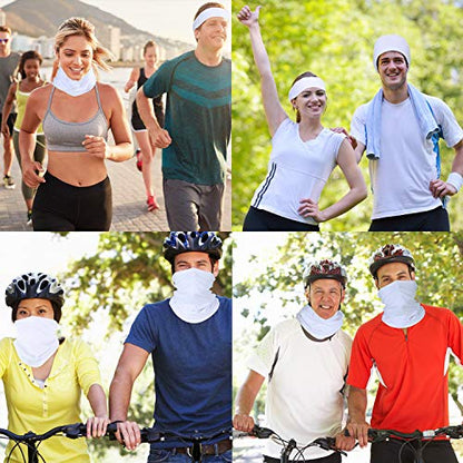 Geyoga Neck Gaiter Bandana Face Mask Summer UV Protection Cooling Breathable Face Mask Neck Scarf Balaclava for Men Women - color: White