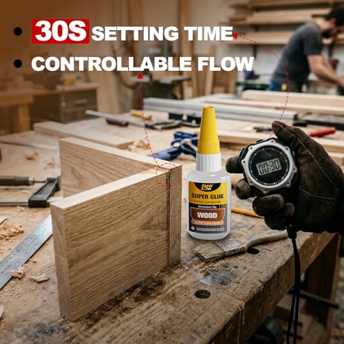Wood Super Glue 60 Gram Clear Instant CA Glue for Woodworking Wooden Crafts Carpenters & Hobby Models, Heavy Duty Wood Furniture Repair for Chairs, Cabinets Strong All Purpose Cyanoacrylate Adhesive - size: 2oz-thick