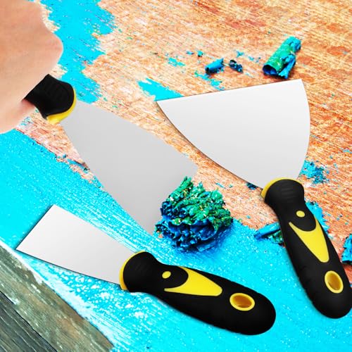 8pcs Stainless Steel Wall Repair Spatula Set with Handles, Putty Knives for Drywall, Caulking, and Wall Covering Removal, Includes 2", 3", 4", 5" Sizes for Home Painting and