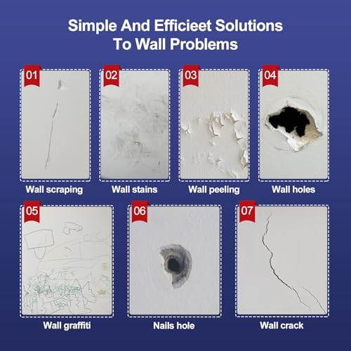 17.2oz Drywall Patch Repair Kit - Professional All-in-1 Tool Set (Scrapers/Sanding Sponge/Texture Sponge/Gloves/ Aluminum Patches/Putty Knife) for Fast Wall Hole Repair