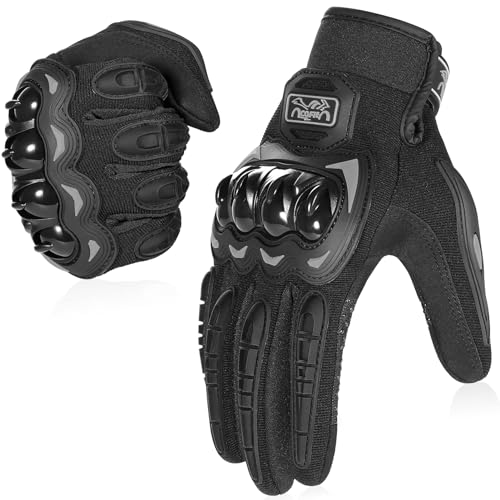 COFIT Motorcycle Gloves Breathable, Touchscreen Motorbike Gloves Anti-Slip with Good Grip Hard Knuckles Protection for Men Women Motocross, BMX ATV MTB Cycling, Road Racing - Black XXL - color: Black, size: XX-Large