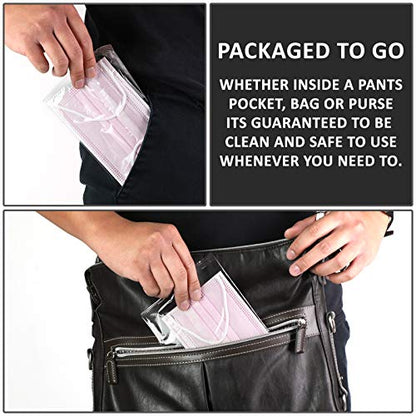 PM PERFORMOTOR 50 Packs Individually Sealed 3-Ply Disposable Pink Face Mask Protective Mouth Cover - color: Pink Individual