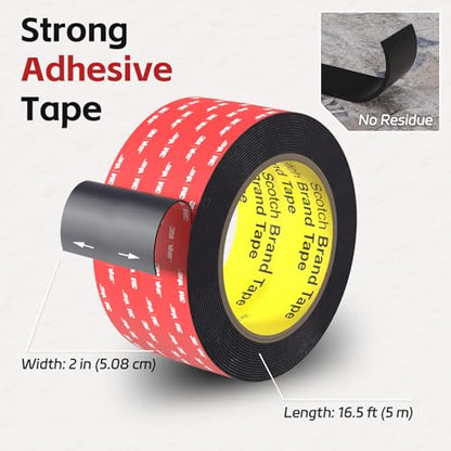 Double Sided Tape Heavy Duty, 2 in x 16.5 ft, Strong Adhesive Waterproof Mounting Tape for Car, Walls, LED Strip Light, Home & Office Décor - size: 2 in X 16.5 Ft