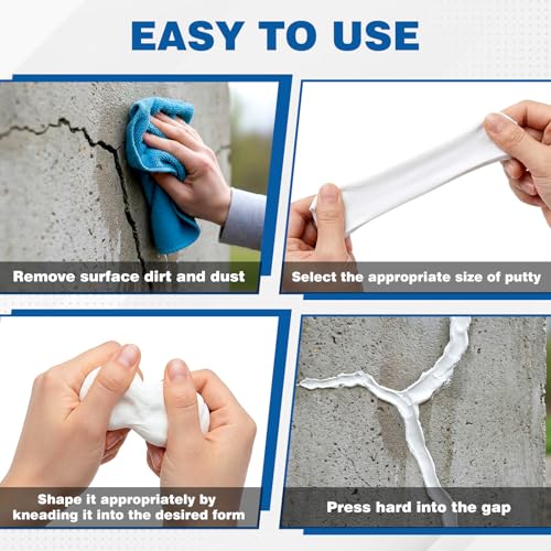 U0U Moldable Silicone Putty,Waterproof Multi Purpose Butyl Seal Putty Tape 66 x 0.6 Inches,Plumbers Duct Seal Putty for Sink Drain Gap Wall Repair (White, 0.6 x 66inch/2pcs) - size: 0.6 x 66inch/2pcs