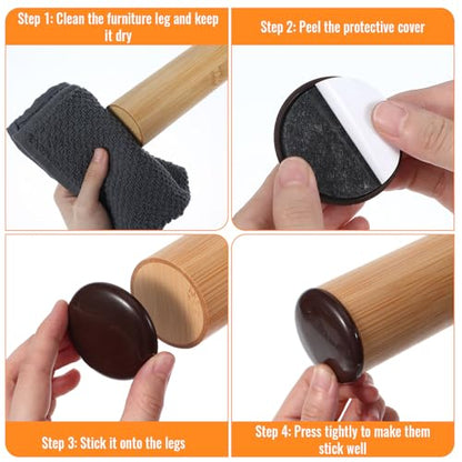 12Pcs 2 inches Stick Furniture Sliders, Furniture Moving Pads Heavy Duty Adhesive Furnitures Movers for Easy Moving on Carpet Hardwood (Coffee)