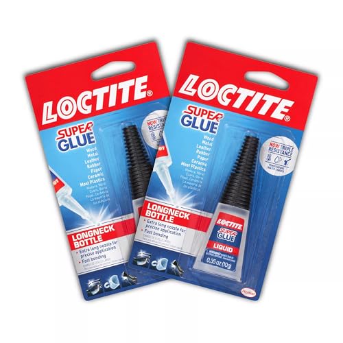 Loctite Super Glue Liquid Longneck Bottle, Clear, 0.35 fl oz Bottle, 2 Pack - Superglue for Plastic, Wood, Metal, Crafts & Repair, Cyanoacrylate Adhesive Instant Glue, Quick Dry - size: 0.35 fl oz (Pack of 2)