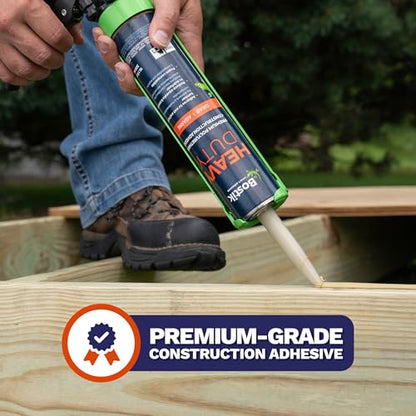 BOSTIK Heavy Duty 10.1oz Premium Construction Adhesive Glue Caulk | Professional Grade | Versatile Use on Wet & Dry Wood Joints | for Installing Wood, Drywall, Foam Board & More | 1 Cartridge