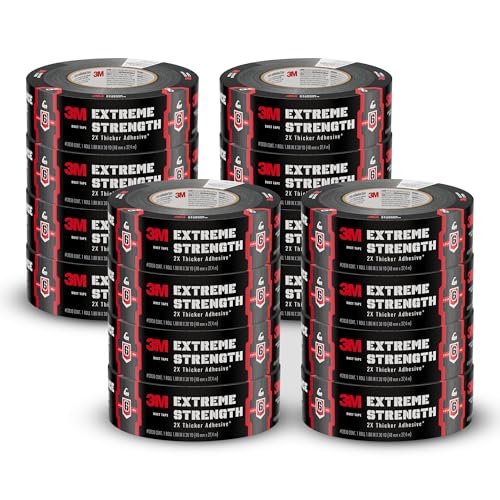 3M Extreme Strength Duct Tape 2830, 1.88 in x 30 yd, Double-Thick Adhesive, Heavy-Duty Waterproof Black Tape, Indoor/Outdoor Use, 12 Rolls - size: 1.88 inches x 30 yards, style: 12 Rolls