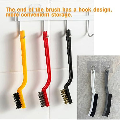 Kitchen Stove Gap Cleaning Nylon Scrub Brush, Hard-Bristled Crevice Cleaning Brushes Set for Range Hood Grease Grime, Clean Tiles Corners, Bathroom, Shower, Door Window Track (5 Pcs)