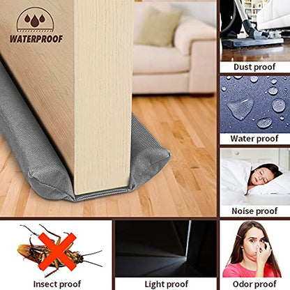 Waterproof Twin Door Draft Stopper Adjustable Size 30" to 36" Weather Stripping Noise Blocker Window Breeze Blocker - color: Gray, size: 1.6 inch