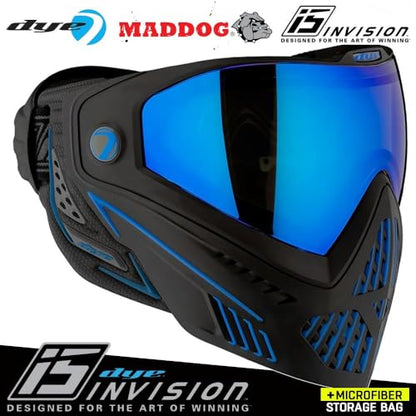 Maddog Dye i5 Thermal Anti-Fog Paintball Airsoft Mask Goggle System Combo with Microfiber Bag | Safety Certified Protection - color: Storm 2.0