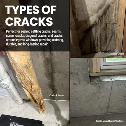 RadonSeal DIY Concrete Foundation Crack Repair Kit (20-ft) - The Homeowner's Solution to Fixing Basement Wall Cracks Like The Pros