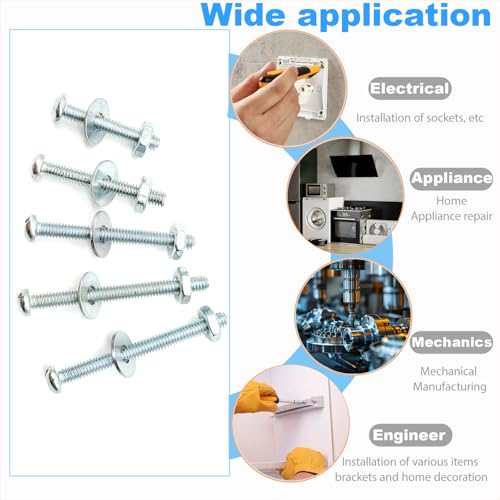 300 Pcs Machine Screws 8/32 Knob/Pull Screws Bolt Nut Flat Washers Assortment Kit Carbon Steel Zinc-Plated Phillips Used for Industrial&Construction Fasteners 5 Sizes Length #8-32x1 to#8-32x1-3/4" - size: 300 Pcs Machine Screw Kit