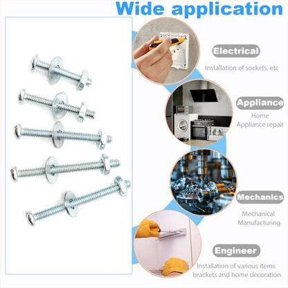 300 Pcs Machine Screws 8/32 Knob/Pull Screws Bolt Nut Flat Washers Assortment Kit Carbon Steel Zinc-Plated Phillips Used for Industrial&Construction Fasteners 5 Sizes Length #8-32x1 to#8-32x1-3/4" - size: 300 Pcs Machine Screw Kit