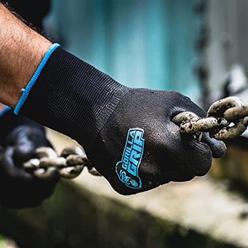 GORILLA GRIP 25053-26 Never Slip, Maxiumum Grip All-Purpose Gloves (Large) - color: Black/Blue, size: Large, style: 1