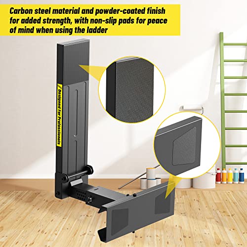 Foldable | Heavy-Duty Ladder Extender Pro, High Strength Steel Material Design Ladder Extension Pro for Stairs w/Non-Slip Mat, 9.25-15.5" Adjustable Height, Applicable Ladder Feet Spacing 20" - size: Standard 9.25-15.5"