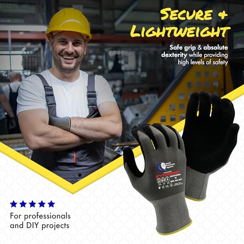 Garden & Work Gloves for Men and Women – Cut Resistant Gardening Gloves with Grip, Lightweight Breathable Safety Gloves for DIY, Construction, Warehouse & General Handling – Large, Pack of 3 - color: Black and Grey