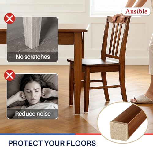 Ansible 60 PCS Felt Furniture Pads 1", Felt Pads for Chair Leg Floor Protectors for Hardwood Floors Square (Beige) - size: 60 PCS 1" Beige, Square