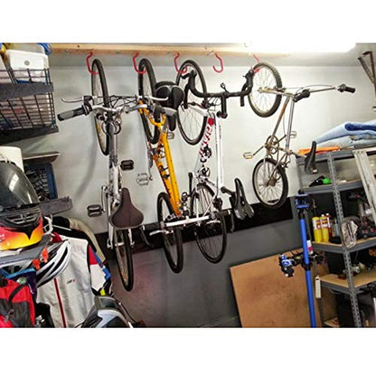 Bike Hooks Heavy Duty Bicycle Storage Hooks Set of 6,Screw-in Utility Storage Hangers Shed Garage Garden Hook Plastic Coated for Wall Mount/Ceiling Red