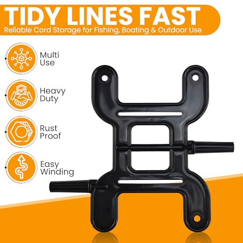 Harrier Hardware Trotline Winder, Black, Christmas Lights Catfish Line Reel & Cord Organizer