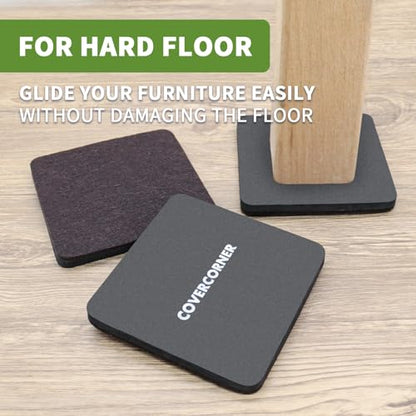 Felt Furniture Sliders for Hardwood Floors 8 PCS - 5 inch Square Furniture Moving Slider – Heavy Duty Felt Movers Sliders Chair Legs Floors Protectors (for Hardwood Floors)-Brown - size: 8 PCS 5'' Brown