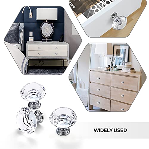Ravinte 5 Pack Crystal Drawer Knobs - Glass Cabinet Knobs, Diamond Shaped, 30 mm with Silver Base - color: Silver