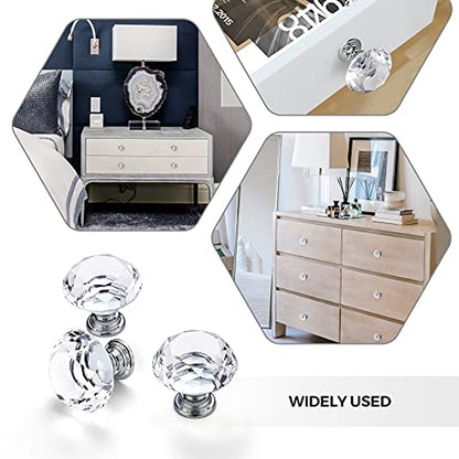 Ravinte 5 Pack Crystal Drawer Knobs - Glass Cabinet Knobs, Diamond Shaped, 30 mm with Silver Base - color: Silver