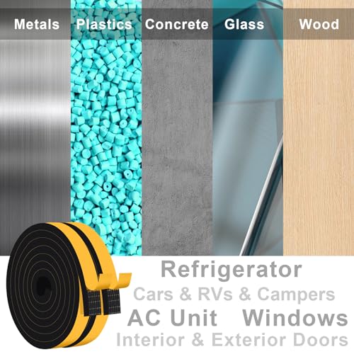 High Density Foam Weather Stripping Door Seal Strip Insulation Tape Roll for Insulating Door Frame, Window, Air Conditioner Self Adhesive Sealing Weatherstrip Dustproof (1 in x 1/2 in x 40 Ft) - size: 1 In x 1/2 In x 40Ft