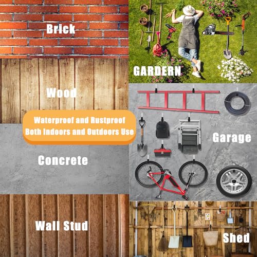 Heavy Duty Utility Hooks for Wall Mount, Garage Wall Hooks, Multi-Use Hose, Bike, Ladder, Chainsaw & Leaf Blower Hanger - 2 Medium (2 M) - size: 2 Medium