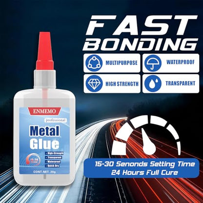 (2-in-1) Metal Glue with Brush Applicator & Nozzle,Small Piece Metal Repair,Super Instant Glue Bonding Between Metals, Metals and Other Materials,Waterproof Clear