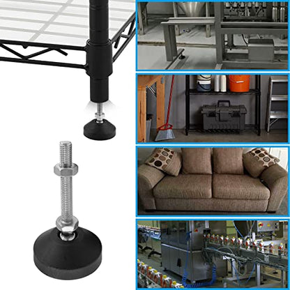 Luomorgo 4 Pcs M8 Leveling Feet with T-Nut, Anti Skid Threaded Rubber Feet, Adjustable Swivel Levelers for Furniture Feet, Heavy Duty Appliance Feet for Mechanical Equipment (D50 x M8 x H100) - size: D50 x M8 x H100