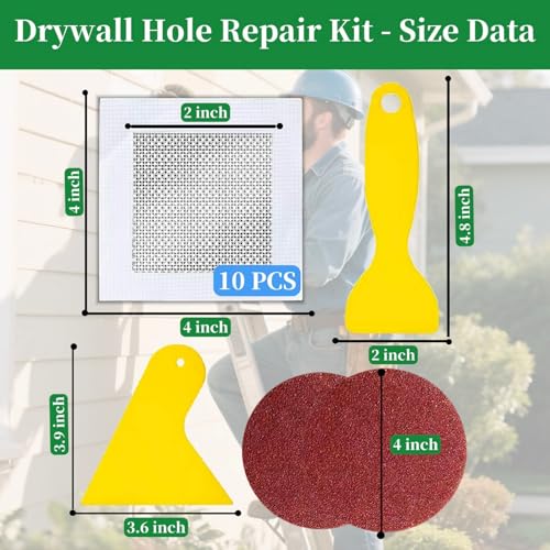 14 Pack Drywall Repairs Patch, Drywall Repair Kit with Extended Self-Adhesive Mesh, Wall Patch Repair Kit, Dry wall Repair Tool, Drywall Patch Wall Repair Patch Kit, 2 Inch Drywall Hole Repair Patch