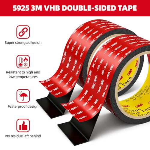3M Double Sided Tape Heavy Duty 2in x 10ft, Heavy Duty Removable Mounting Tape, Adhesive Strips Double Sided Mounting Tape, Strong Foam Tape for Walls Picture Hanging Poster, Car, LED Strip Light - size: 2in x 10ft