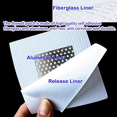 Drywall Repair Patch, Wall Patch Repair Kit, Self Adhesive Wall Mesh Repair, Large Hole Patch for Drywall, Sheet Rock Patch, Aluminum Sheetrock Ceiling Dry Wall Patch and Grit Sandpaper Scraper - size: 6 in. x 6 in.