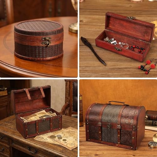 2 Set Retro Design Jewelry Box Hinges and Latches Antique Right Latch Hook and Vintage Hinge Hardware with Matching Screws, Small Hinges for Wooden Boxs Jewelry Ring Box DIY Hand Craft(Bronze, Yellow)